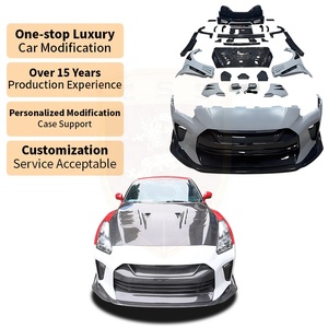 Facelift Top <span class=keywords><strong>Secret</strong></span> Style demi-Kit de carrosserie en Fiber de carbone pour Nissan GTR R35 pare-chocs avant aileron arrière garde-boue jupe latérale Engien couverture - Product Image 1