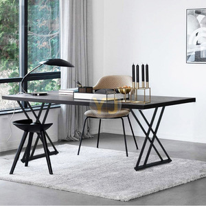 YIJUN Modern Minimalist Table Leg Black Metal Double Cross Design Heavy Duty Furniture Frame 2768 - Product Image 2