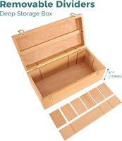 Grande boîte de rangement pour matériel artistique, boîte à outils en bois de hêtre massif à double couche pour fournitures artistiques, boîte à outils en bois