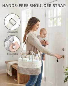 Organizador de Pañales para Bebé, Cesta de <span class=keywords><strong>Regalo</strong></span> para Bebé, Cesta de Algodón con Correas para el Hombro para Recién Nacidos - Product Image 5