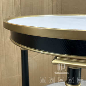 Supply Marble <b>Round</b> Corner <b>Table</b> Black and <b>Gold</b> Solid Wood Construction Coffee <b>Table</b> Italian Style Living Room Coffee <b>Table</b> Marb - Product Image 5