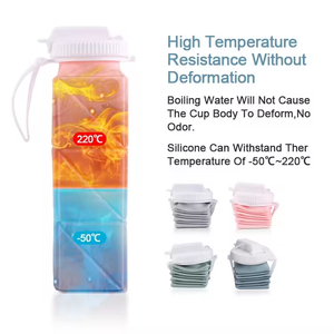 Bouteille d'eau pliable en silicone de haute qualité, anti-fuite, avec paille, facile à transporter, idéale pour la course à pied - Product Image 3