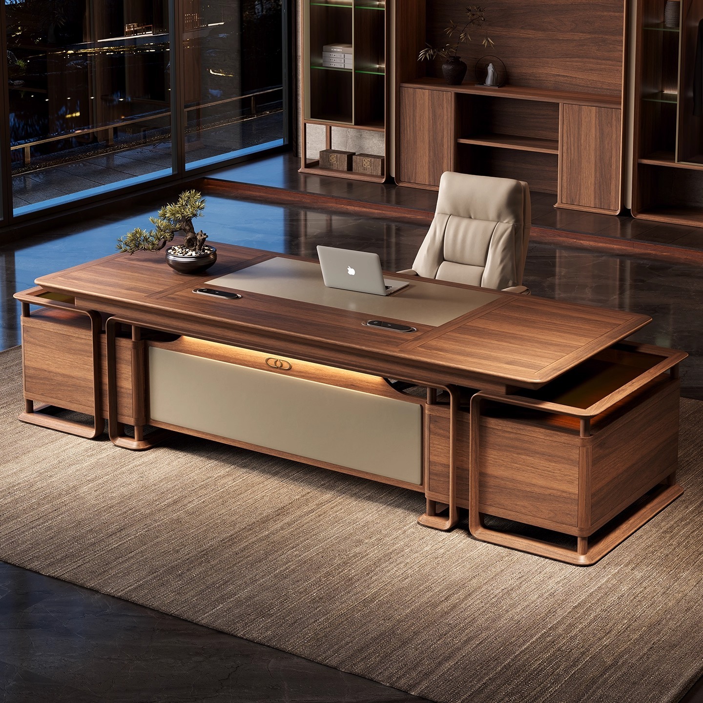 Modern Manager Ceo Office Desk and Chair boss Computer Desk Luxury Wooden Office Furniture Set l Shape Mdf Executive Office Desk