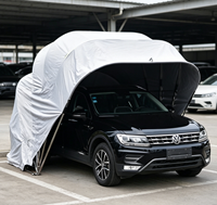Abri de voiture mobile pliable semi-automatique, simple, pour extérieur, avec auvent durable et imperméable