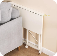 Table pliante roulante avec roues verrouillables, table en bois peu encombrante pour la cuisine ou le bureau, taille compacte, facile à déplacer