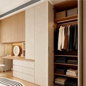 Armoire minimaliste personnalisable (panneaux de particules/<span class=keywords><strong>OSB</strong></span>) Rangement confortable pour chambre à coucher avec coiffeuse intégrée Tailles personnalisées disponibles - Product Image 2