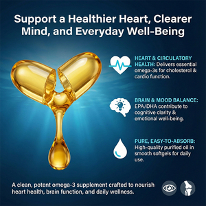 Minyak Ikan Omega-3 Bersertifikat GMP 1000mg Kapsul Formula EPA/DHA Potensi Tinggi - Product Image 2