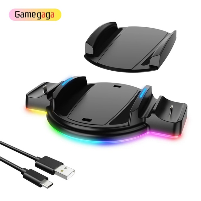 F 2-in-1 P5 Console Stand & Dual Handle Charger with 2-Port DualSense Charging Station Wired Fast & Stable Charging Handles