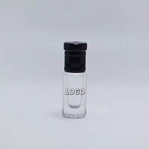 Vente en gros de flacons de parfum en verre transparent personnalisés de 3 ml, 6 ml, 12 ml, flacon à bille pour huile essentielle avec bouchon noir, impression à l'écran - Product Image 1