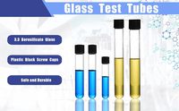 Tube à essai en verre borosilicate de laboratoire Healsmed 5ml, 15ml, 50ml, 3.3 avec bouchon à vis et coussinet en silicone