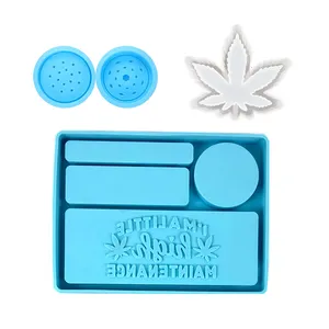 Smoker Set Mold Weed Rolling Tray Silicone Mold Pot Leaf Ashtray Mold  Grinder Mold Epoxy Resin Mold Resin Craft Molds 