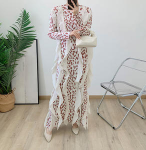 TWOTWINSTYLE donna design primavera abito lungo lungo lungo Patchwork volant stampa leopardato decorazioni tinta tinta semplice - Product Image 2