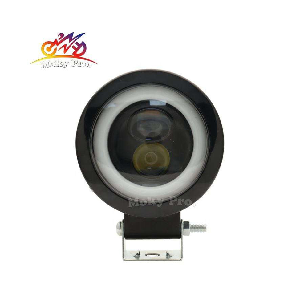 Black Round Led Work Light Double Color Motorcycle Led Driving Work Light