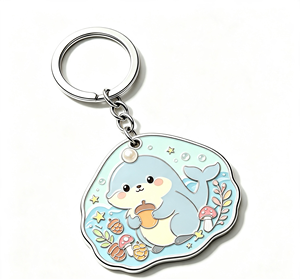 Cute Whale Metal Key Chain Enamel Keyring Silver Tone Pendant <b>Bag</b> <b>Charm</b> Gift Accessory - Product Image 1