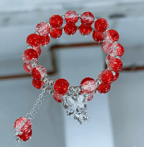 Bracelet en perles de cristal de verre craquelé pour femme et fille, breloque papillon, bracelets d'amitié de couleur dégradée pour fille et femme, vente en gros - Product Image 6