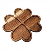 Nampan Sajian Persegi Kayu Akasia dengan Desain Bunga Kartun Gaya Minimalis Modern 10-10.9cm Piring Teh & Camilan Hotel
