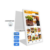 Menu numérique Android 15 Poe pour restaurants, service en libre-service, ordinateur de bureau avec fonctionnalités de menu texte et de commande sur tablette