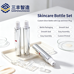 Silver Metallic Squeeze Tube with Roller Ball Applicator Cap for Hair Growth Serum - Product Image 4