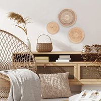 Panier de rangement mural en osier naturel tressé pour fleurs, fruits et plantes, ensemble de paniers suspendus en jonc de mer, décoration murale en rotin