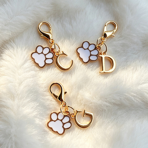 Trendy Enamel Paw Print Initial Letter <b>Keychain</b> Swivel Lobster Clasp <b>Custom</b> Alphabet Bag Charm Accessories For Girls - Product Image 6