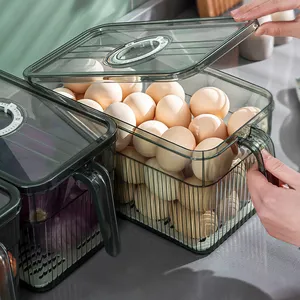 KiMin売れ筋BPA-FREE冷蔵庫オーガナイザーボックス、キッチン、パントリー、積み重ね可能な収納用の鮮度タイマー蓋付き