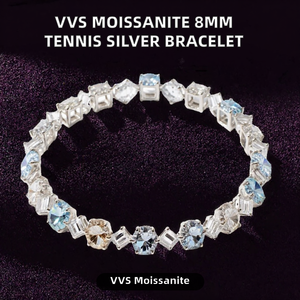 Bracelet tennis Zuanfa VVS Moissanite plaqué or, coupe brillante ronde 8 mm, argent 925, pour femme - Product Image 2