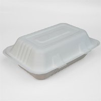 Boîte à lunch de canne à sucre de bagasse pratique et respectueuse de l'environnement N600ml Boîte à lunch en papier Boîte à bagasse verrouillée