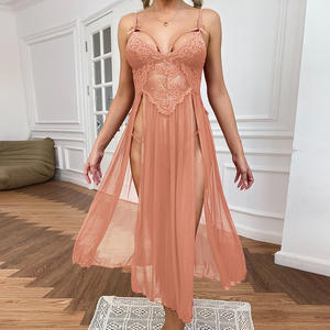 New Design <b>Perspective</b> Mesh Temptation Women's Sleepwear Sexy V-neck Two-Piece Nightwear - Product Image 5