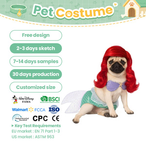 Disfraz <span class=keywords><strong>de</strong></span> Sirena para Mascotas para Celebraciones <span class=keywords><strong>de</strong></span> Halloween, Traje para Perros Pequeños con Peluca Roja, Sujetador <span class=keywords><strong>de</strong></span> Concha, Cola <span class=keywords><strong>de</strong></span> Pez con Escamas Brillantes para Eventos - Product Image 1