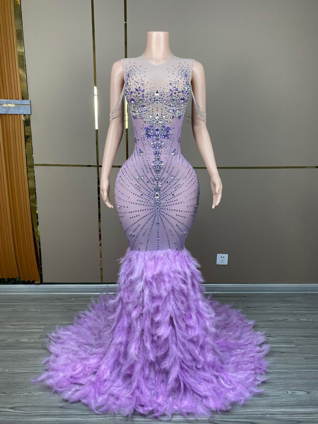 elegant mermaid evening dresses HONGIVEY Elegant Mermaid Evening Dress with Bow Belt Gorgeous Formal P main image 1