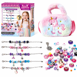 Kit de Fabricación de Joyas para Niñas EPT, Pulsera con Dijes y Bolsa de Unicornio de Peluche, Cuentas Coloridas, Manualidades DIY, Regalo para Mayores de 6 Años - Product Image 1
