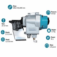 Pistolet à clous pneumatique pour palettes en bois Toua CN55PALF, corps en aluminium industriel, compatible avec les clous en bobine de 25 à 57 mm