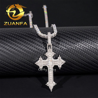 Pendentif Croix Luxe Moissanite VVS Sertie de Diamants, Argent 925, Bijoux Hip Hop, Pendentif Croix Moissanite Personnalisé