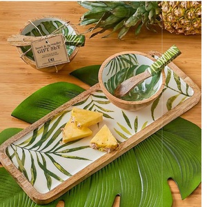 Tazones de fruta de madera maciza de grano esmalte impreso Acacia comida de madera fruteros OEM/ODM proveedores tazones de ensalada - Product Image 1