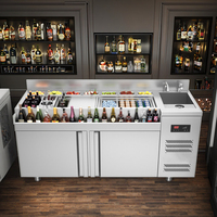 Station de préparation modulaire robuste en acier inoxydable 304 de 1500 mm avec évier pour bar à cocktails réfrigéré, idéale pour projets de discothèques et hôtels