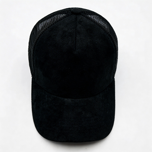 Suede Custom Embroidery logo Trucker Hat Mesh 5 Panel Cap Sports Suede Baseball Cap Wholesale - Product Image 2
