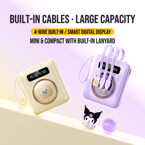 Mini station d'alimentation portable 20000mAh avec câble intégré, design cartoon violet, écran LED, prise en charge de la charge rapide - Product Image 2