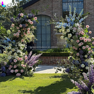 Arco Floral Estilo Jardín de Monet para Decoración de Bodas al Aire Libre LEDA con Violetas Coloridas - Product Image 1