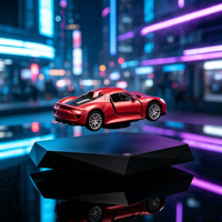 Modelo de Coche Deportivo Magnético Levitante Plateado de HCNT con Base Geométrica, Diseño Moderno para Decoración del Hogar