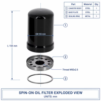 Éléments de filtre à huile à visser de haute qualité 6005028743 P550779 SO10044, filtres pour machines de construction, pour moteurs d'excavatrices