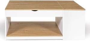 Table basse rectangulaire pliante en bois blanc et hêtre avec coffre - Product Image 4