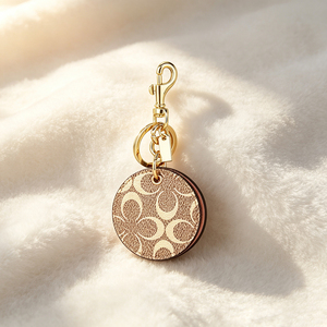 Custom Pattern PU Leather Keychain With Cosmetic Mirror Floral Leather <b>Key</b> Pendant Metal Clasp Bag Decorative Accessories - Product Image 2