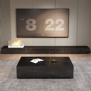 Soporte de <span class=keywords><strong>TV</strong></span> Moderno y Duradero <span class=keywords><strong>Mu</strong></span> Te Negro Dorado para Montar en la Pared, Mueble de Sala de Estar para Televisores de 65+ Pulgadas - Product Image 4