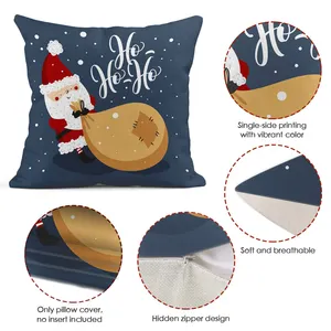 Vente en gros de taie d'oreiller en lin au design personnalisé motifs de Noël Halloween 45cm * 45cm taie d'oreiller de canapé housse de coussin de haute qualité