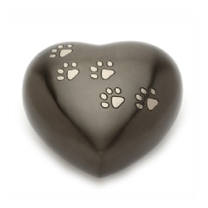 Heart Shape Keepsake Urns Print Memorial Ashes Urn Metal Cremation Urn Customized Color Standard / Customized Size with Paw - Product Image 1