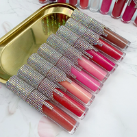 Vente en gros de brillant à lèvres de luxe Nude brillant diamant rouge à lèvres logo OEM tube de brillant à lèvres liquide mat imperméable à l'eau rouge à lèvres