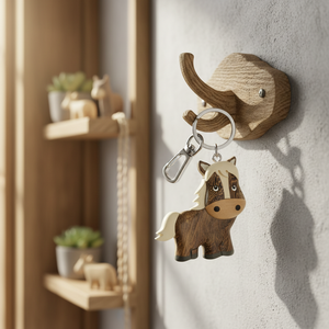 Portachiavi in legno a forma di asinello, vendita singola, senza scatola inclusa - Product Image 3