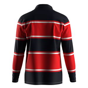 เสื้อโปโลรักบี้ลายทางดีไซน์คลาสสิก ทนทาน ผ้าสเตรชแขนยาว เหมาะสำหรับนักกีฬาและแฟนๆ ทุกฤดูกาล - Product Image 2