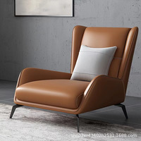 Ultra-Schlichter Einzelsessel aus Echtleder, Designer-Relaxsessel für Schlafzimmer, Wohnzimmer oder Zuhause, Luxuriöser Casual-Armsessel