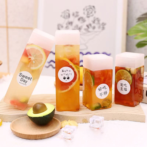<b>Empty</b> 400ml 500ml Square Milk Juice Tea Drink <b>Bottle</b> <b>Plastic</b> Beverage Juice <b>Bottle</b> - Product Image 3